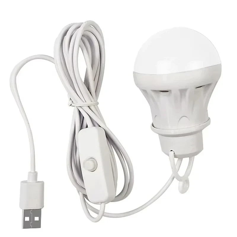USB hanging LED bulb for tents and work areas, 5 W — representative supplier photograph