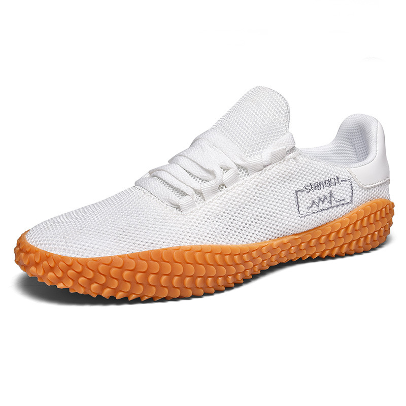 Spring and Summer Flying Woven Casual Shoes Large Men's Shoes Beathable Korean Forrest Gump Sneakers — White-38