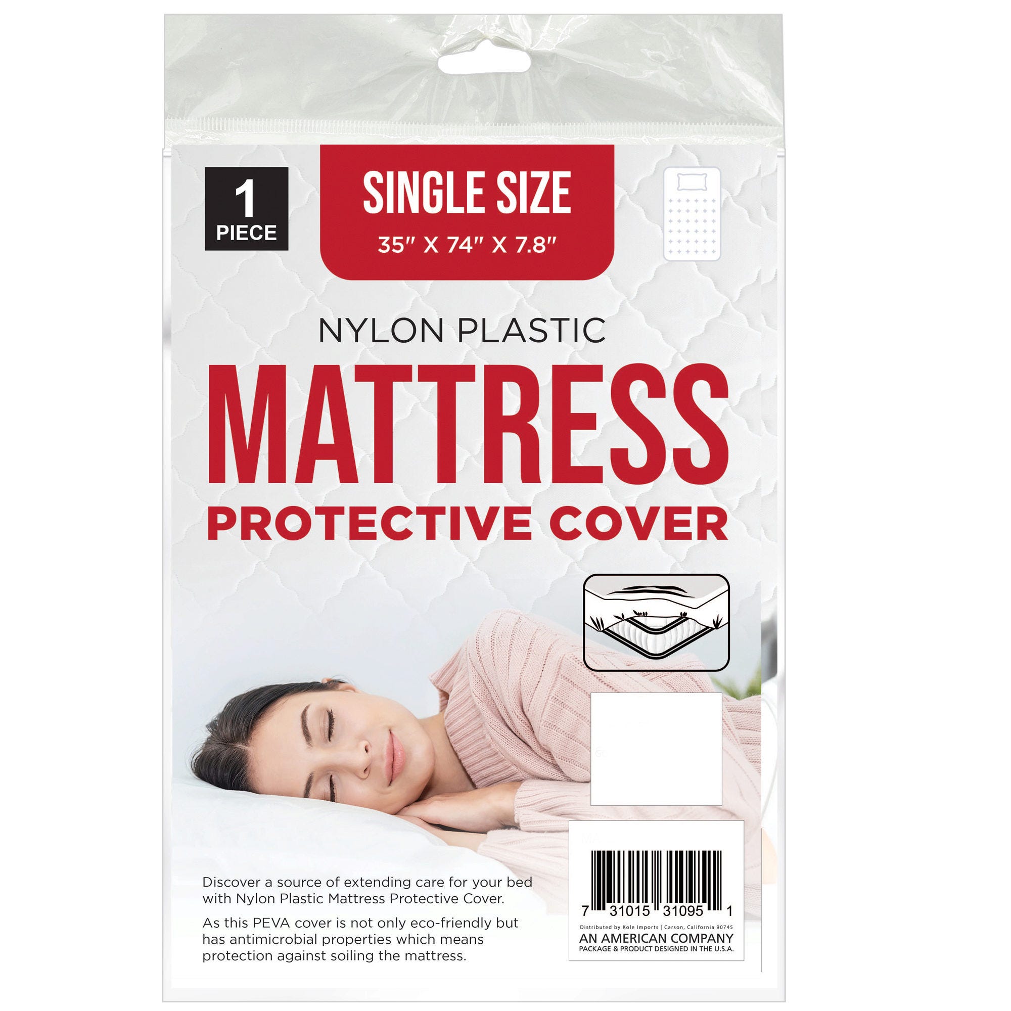 Bulk 24-Pack: Single Size Twin Mattress Nylon Plastic Protective Cover 35" x 74" x 7.8"