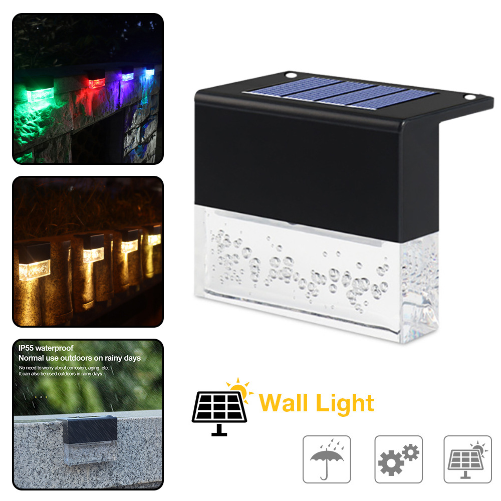Waterproof New RGB LED Solar Light Step Fence Light — Black