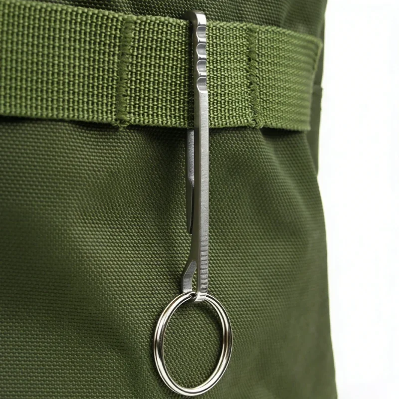 Stainless steel belt clip key hanger with split ring — representative supplier photograph