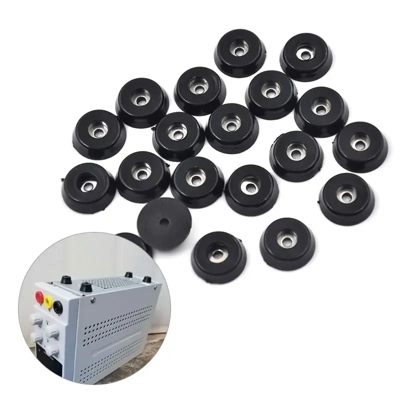 Black rubber feet with steel washer for furniture and cabinets, set of 8 — representative supplier photograph