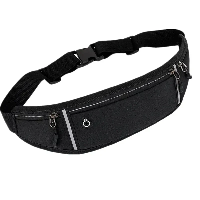 Stretch running belt with zip pocket and headphone port — representative supplier photograph