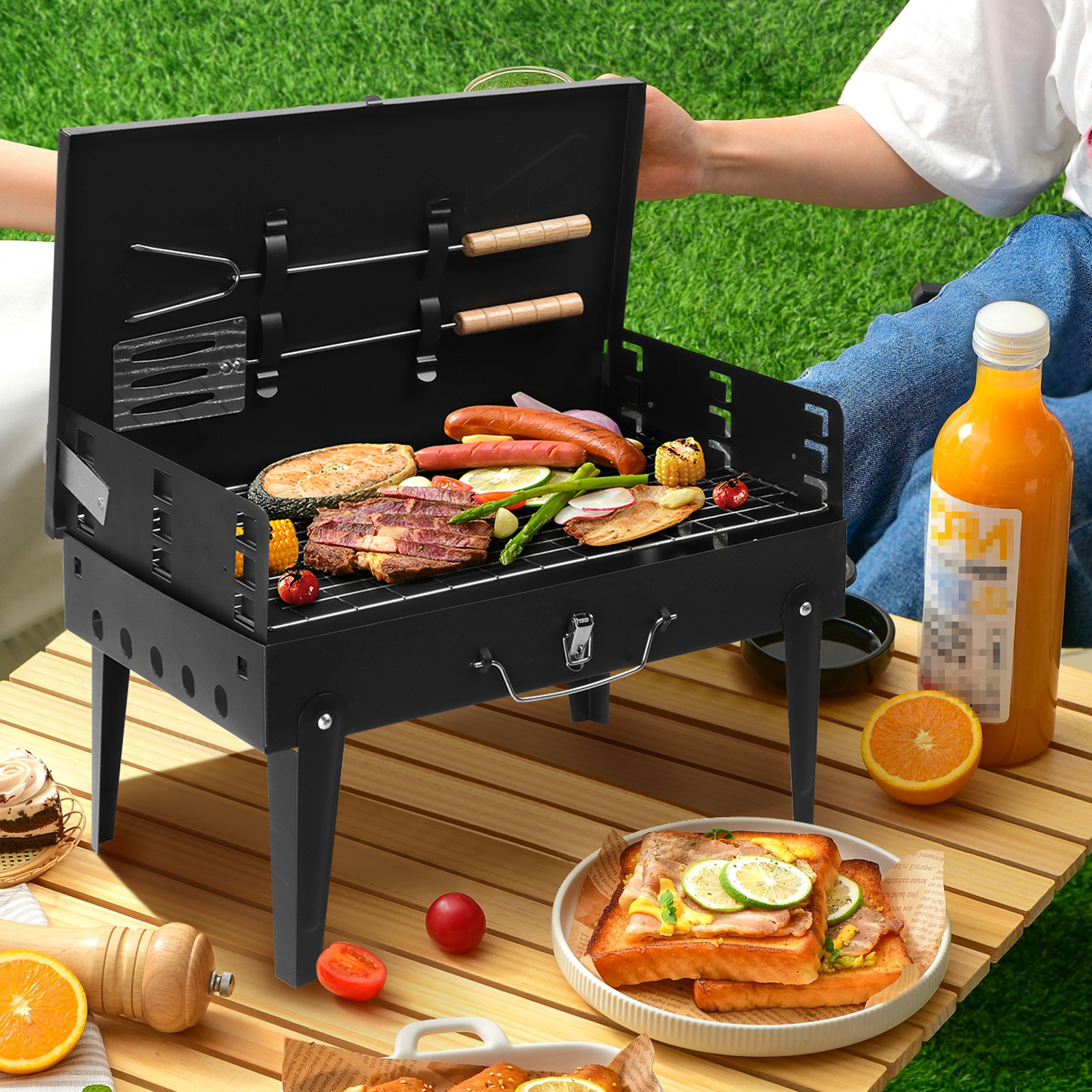 Black Portable Square Carbon Oven