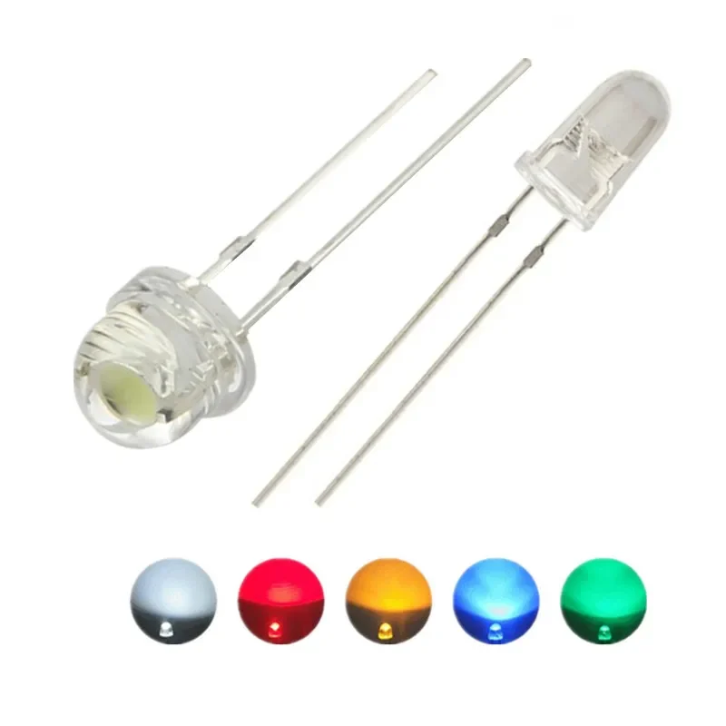 Pre-wired resistor LEDs for 5 V or 12 V, 3 mm and 5 mm, pack of 10 — representative supplier photograph