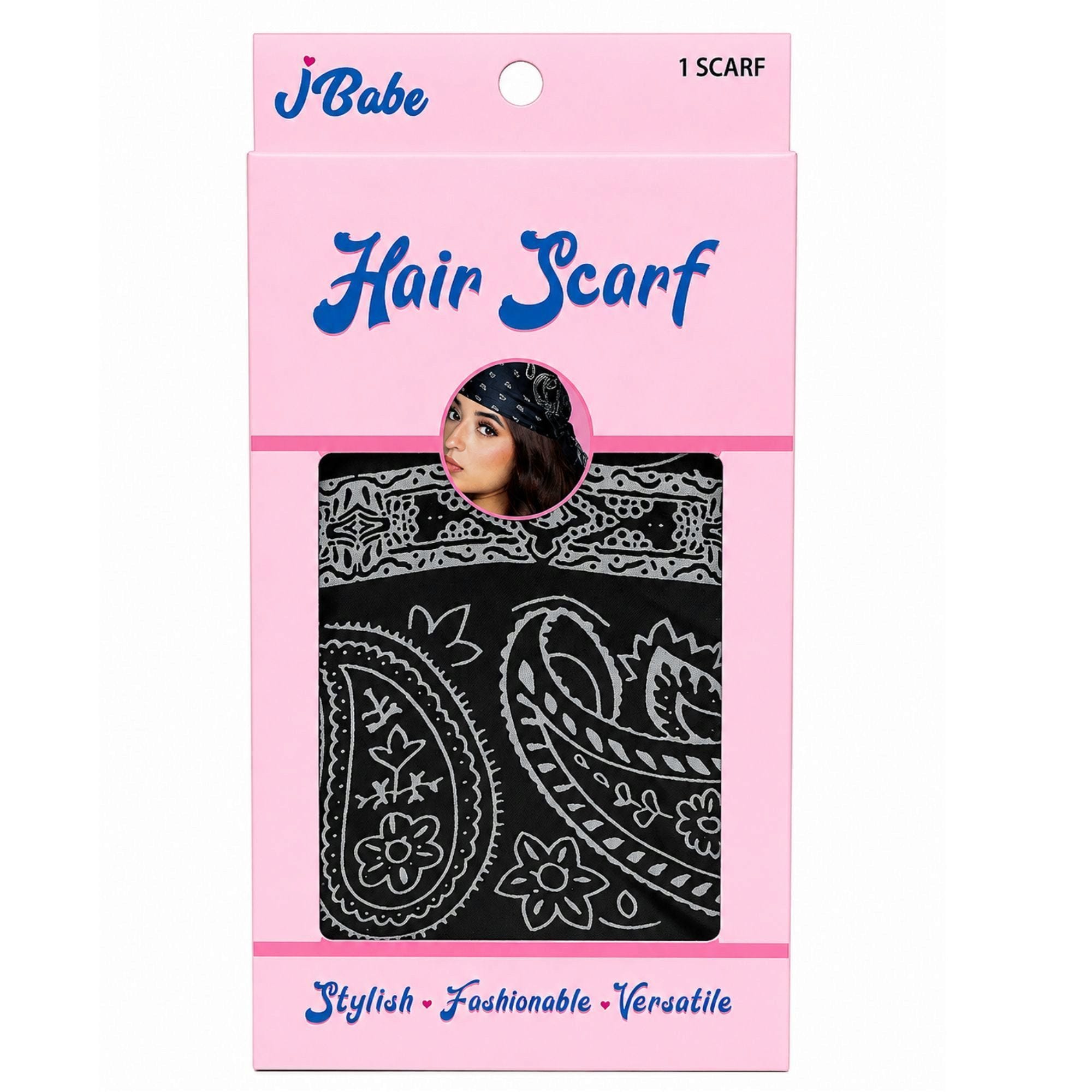 Bulk 144-Pack: J-Babe Black Paisley Hair Scarf