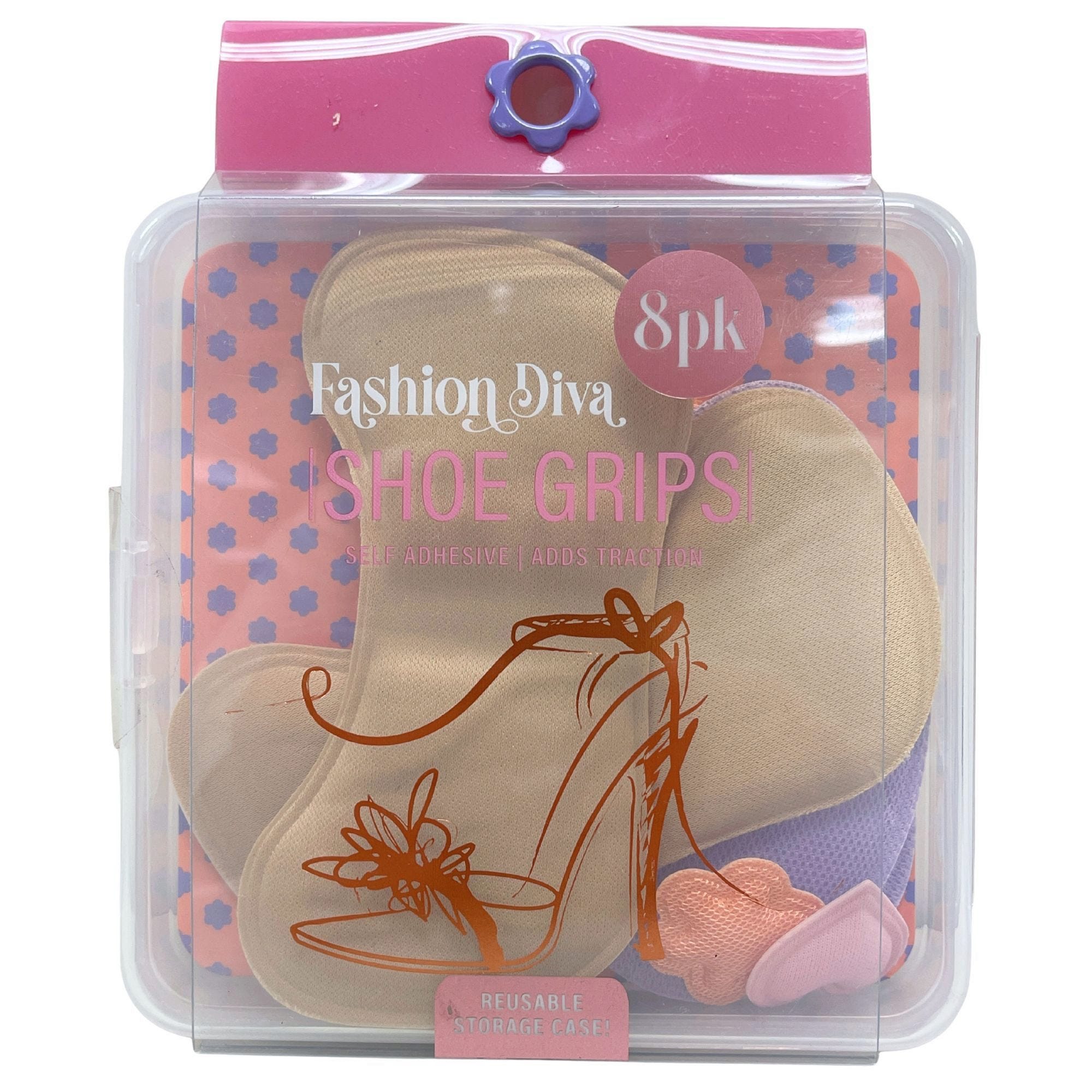 Bulk 20-Pack: Fashion Diva 8 Pack Cute Adhesive Shoe Cushions and Pads in Storage Case