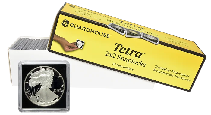 American Silver Eagle 2x2 Tetra Snaplock Coin Holder - 25 per pack
