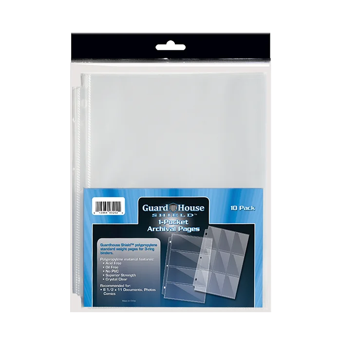 Guardhouse Shield 1 Pocket Archival (10 pack) Polypropylene Pages