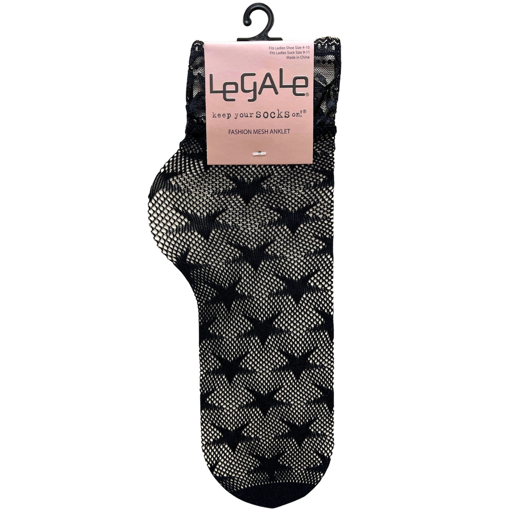 Bulk 45-Pack: Legale 1 Pair Short Anklet Star Net Black Ladies Shoes Size 4-10