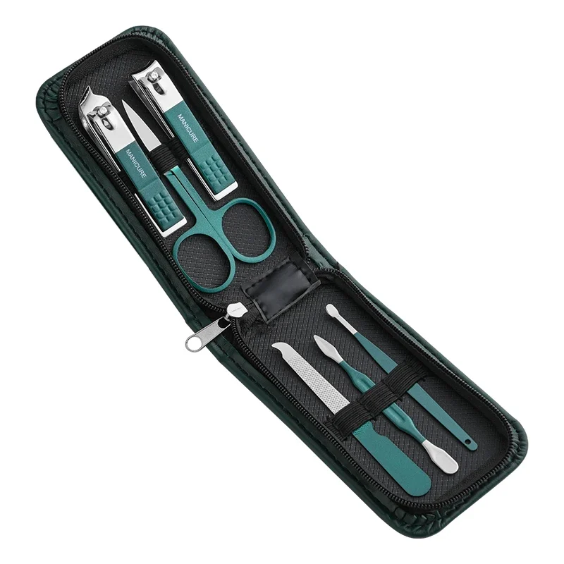 6-piece manicure set in a zip case: nail clippers, scissors and file — representative supplier photograph