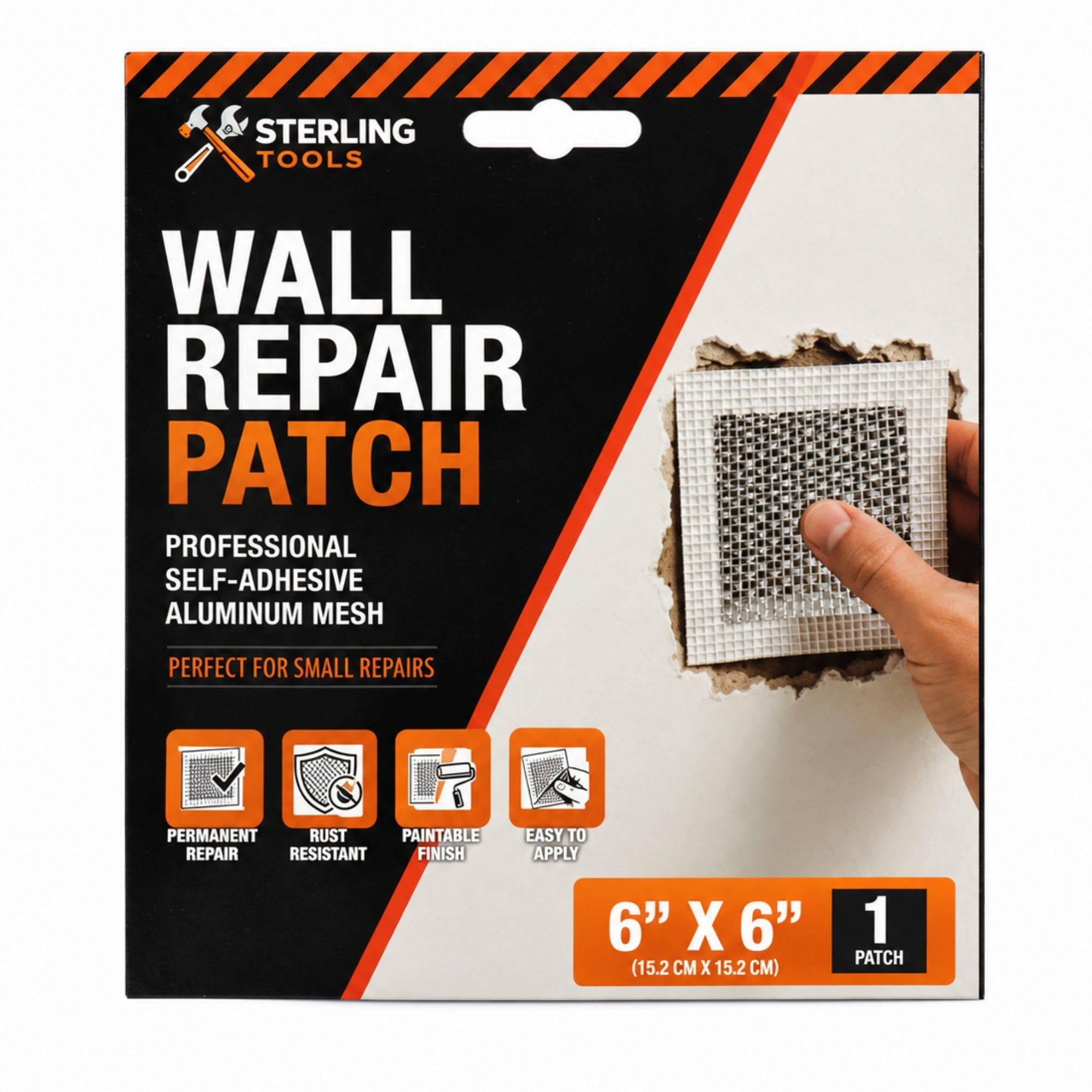 Bulk 24-Pack: 6" x 6" Self-Adhesive Mesh Drywall Repair Patch