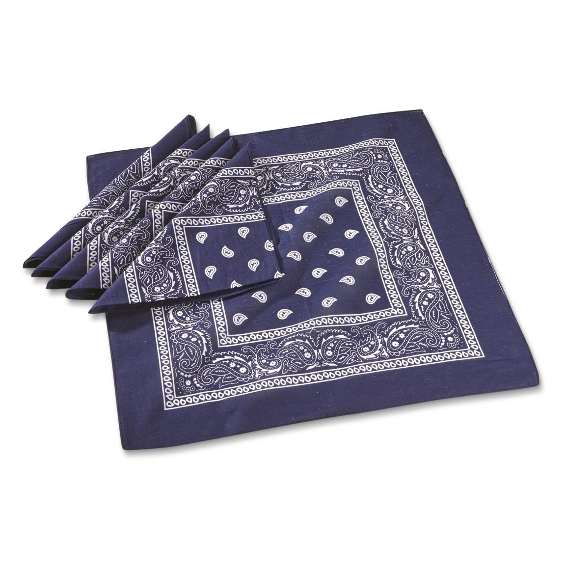 Mil-Tec Blue Western Bandanas, 6 pack