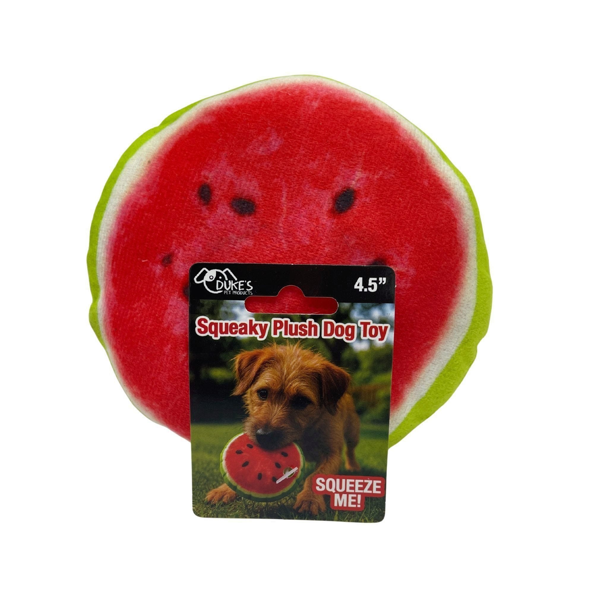 Bulk 24-Pack: 4.5" Watermelon Print Squeaky Plush Dog Toy