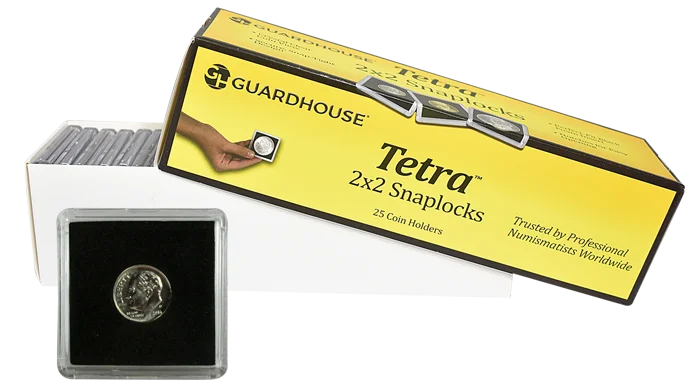 Dime, $2.50 Gold 2x2 Tetra Snaplock Coin Holder - 25 per pack