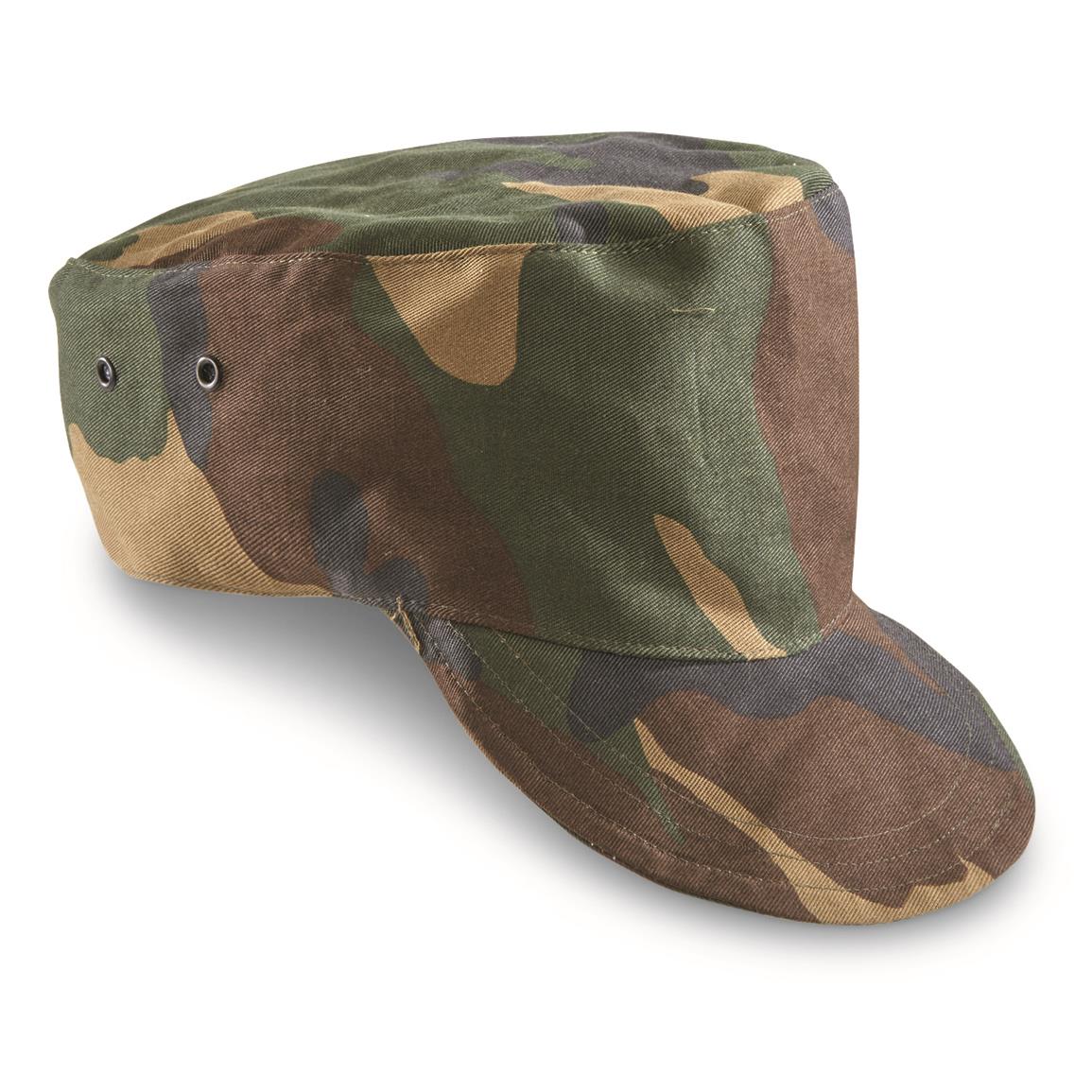 Italian Military Surplus Woodland Camo Caps, 4 Pack, New — MEDIUM / Woodland