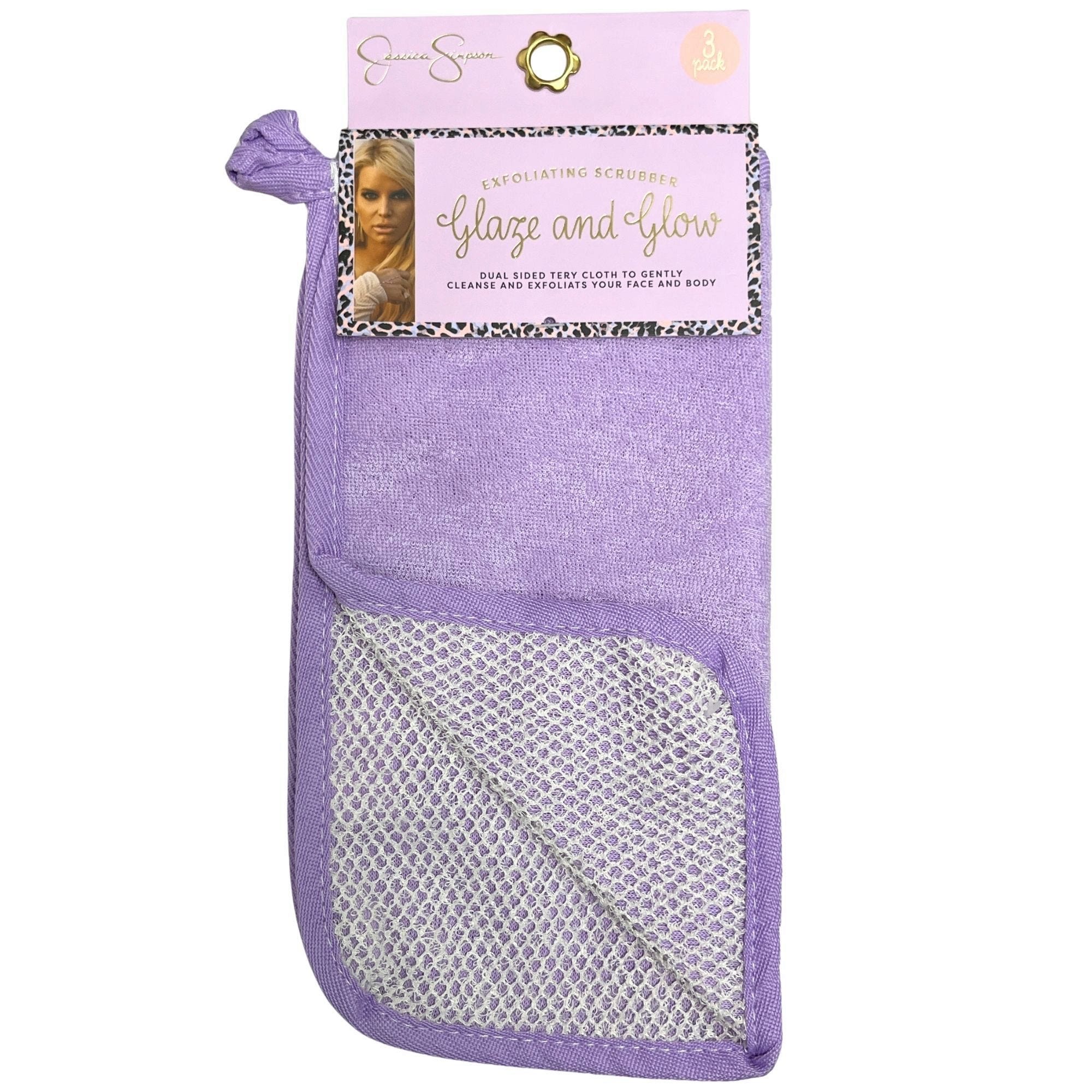 Bulk 18-Pack: Jessica Simpson Set of 3 Dual Sided Washcloths in Purple