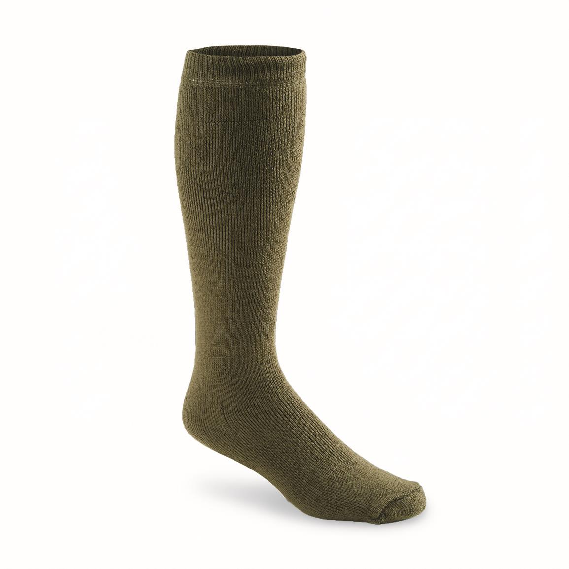 Italian Forestry Department Surplus Wool Blend Boot Socks, 3 Pairs, New — Olive Drab / XL / three pairs