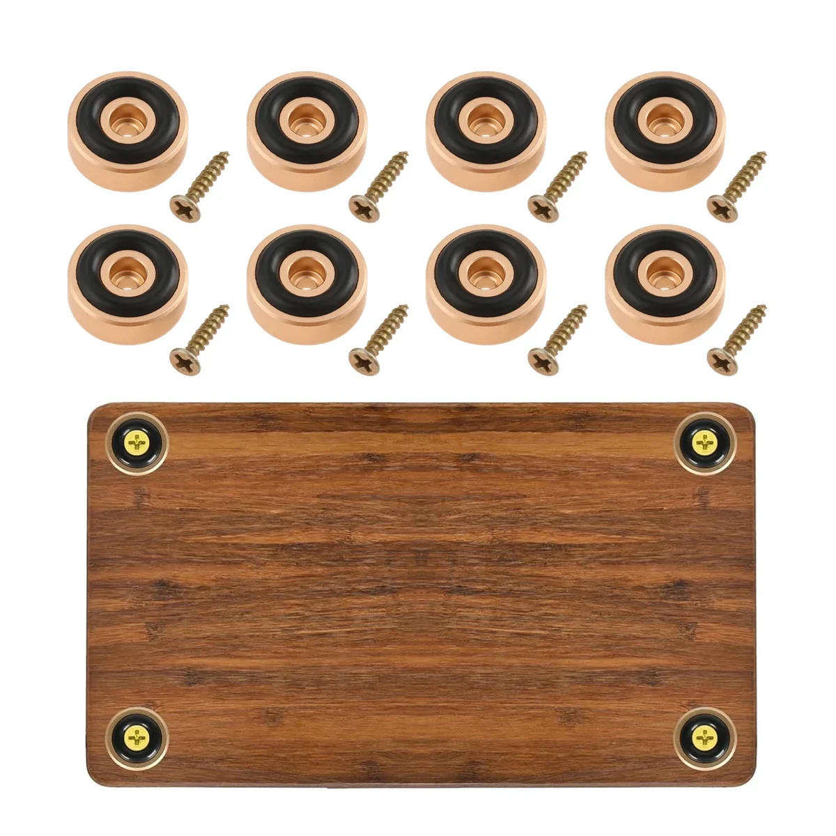 Aluminium bumper feet with rubber pads for cutting boards, 8 pack — representative supplier photograph
