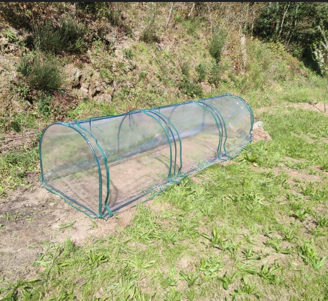 PVC Metal Tunnel Garden Greenhouse Kit — Dark GreenClear