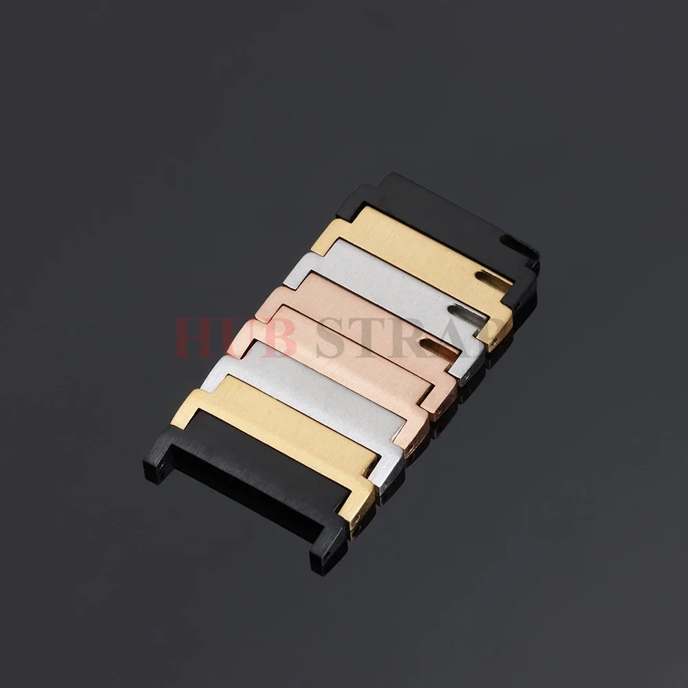 Watch strap width adapters with quick-release pins, black, pair — representative supplier photograph