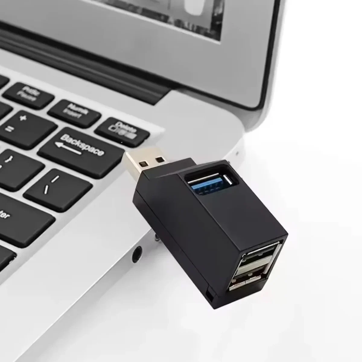 Mini 3-port USB hub, one USB 3.0 and two USB 2.0 — representative supplier photograph