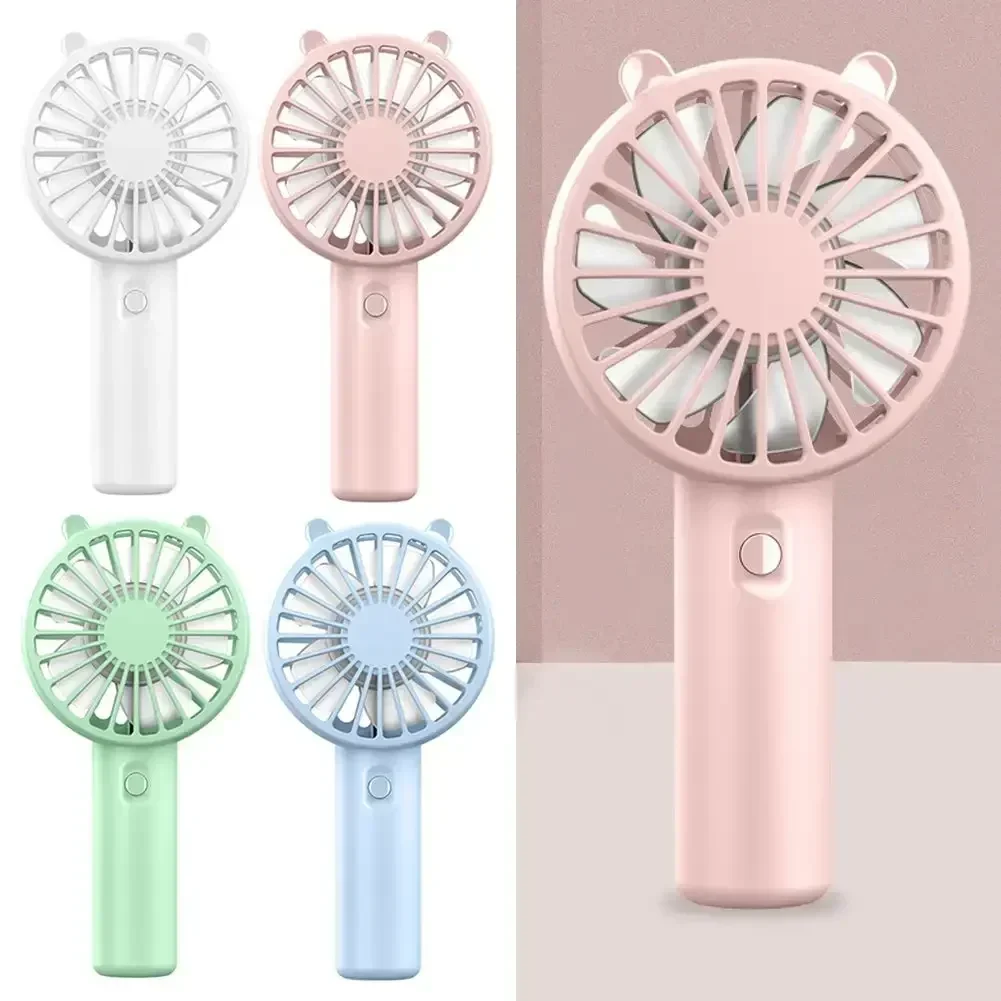 Rechargeable mini handheld fan with stand, USB — representative supplier photograph
