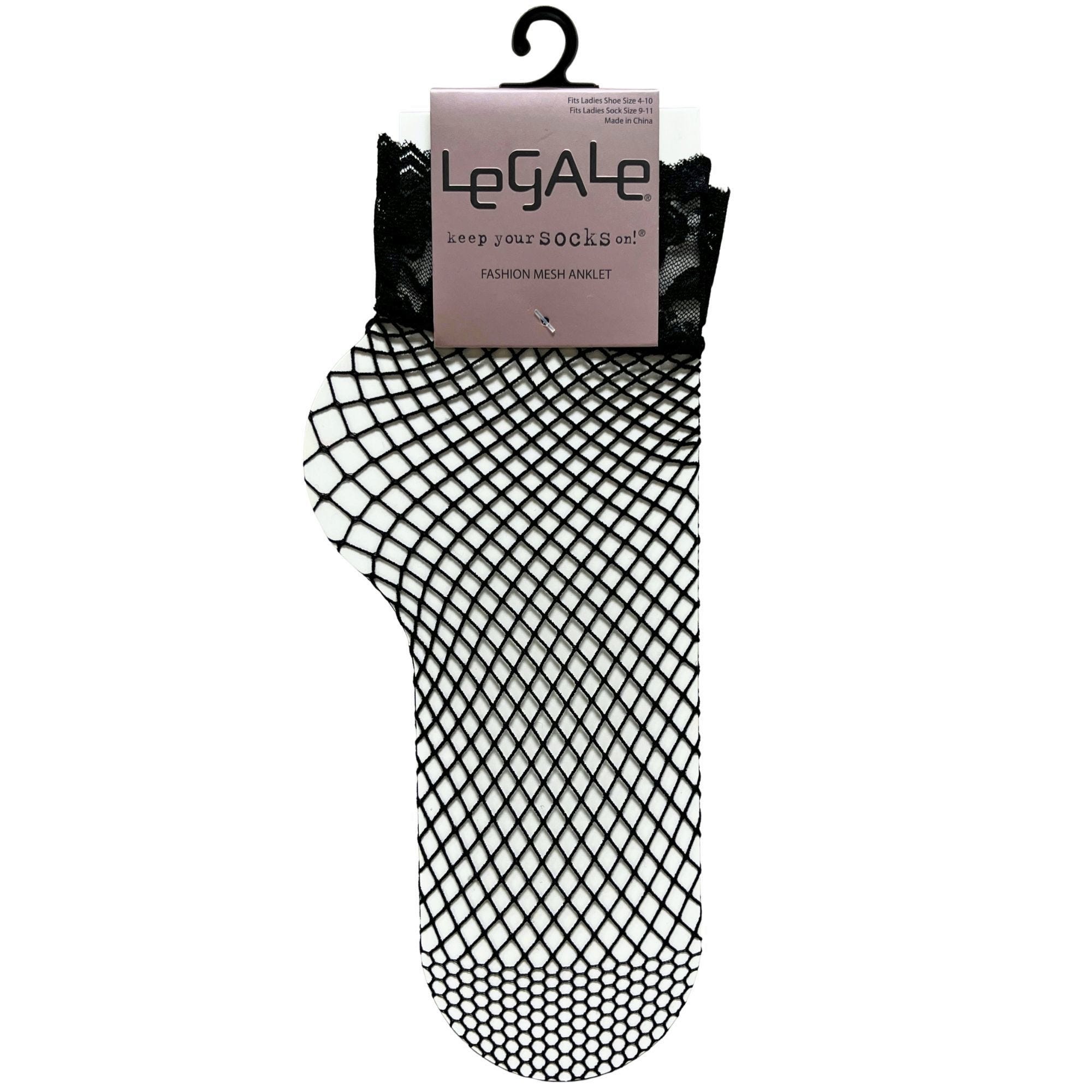 Bulk 45-Pack: Legale 1 Pair Anklet Lace Edge Fishnet Ladies Shoe Size 4-10