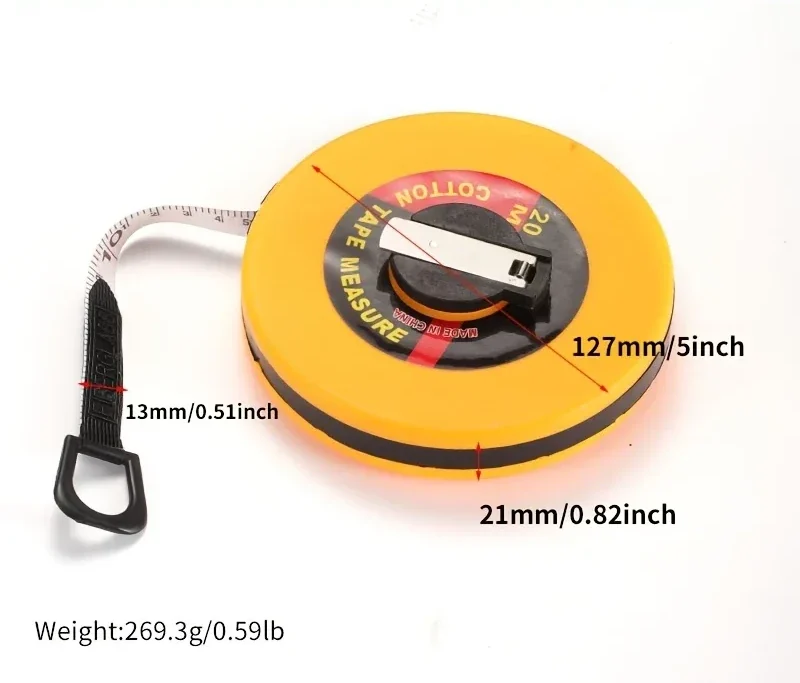 Open-reel fiberglass measuring tape, 20 m or 30 m — representative supplier photograph