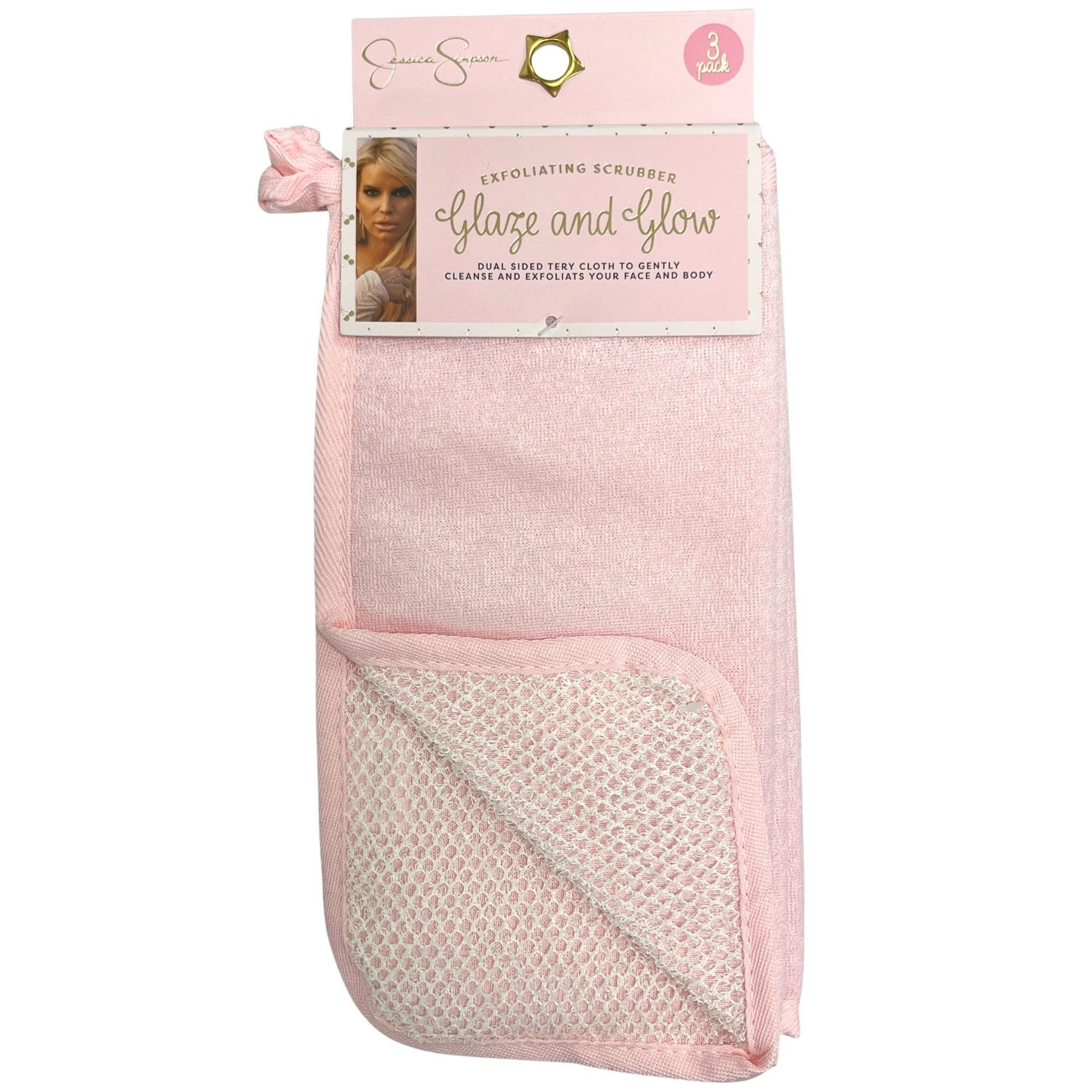 Bulk 18-Pack: Jessica Simpson Set of 3 Dual Sided Washcloths in Pink