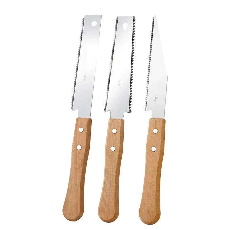 Japanese-style pull saw with wooden handle, flush-cut blade — representative supplier photograph