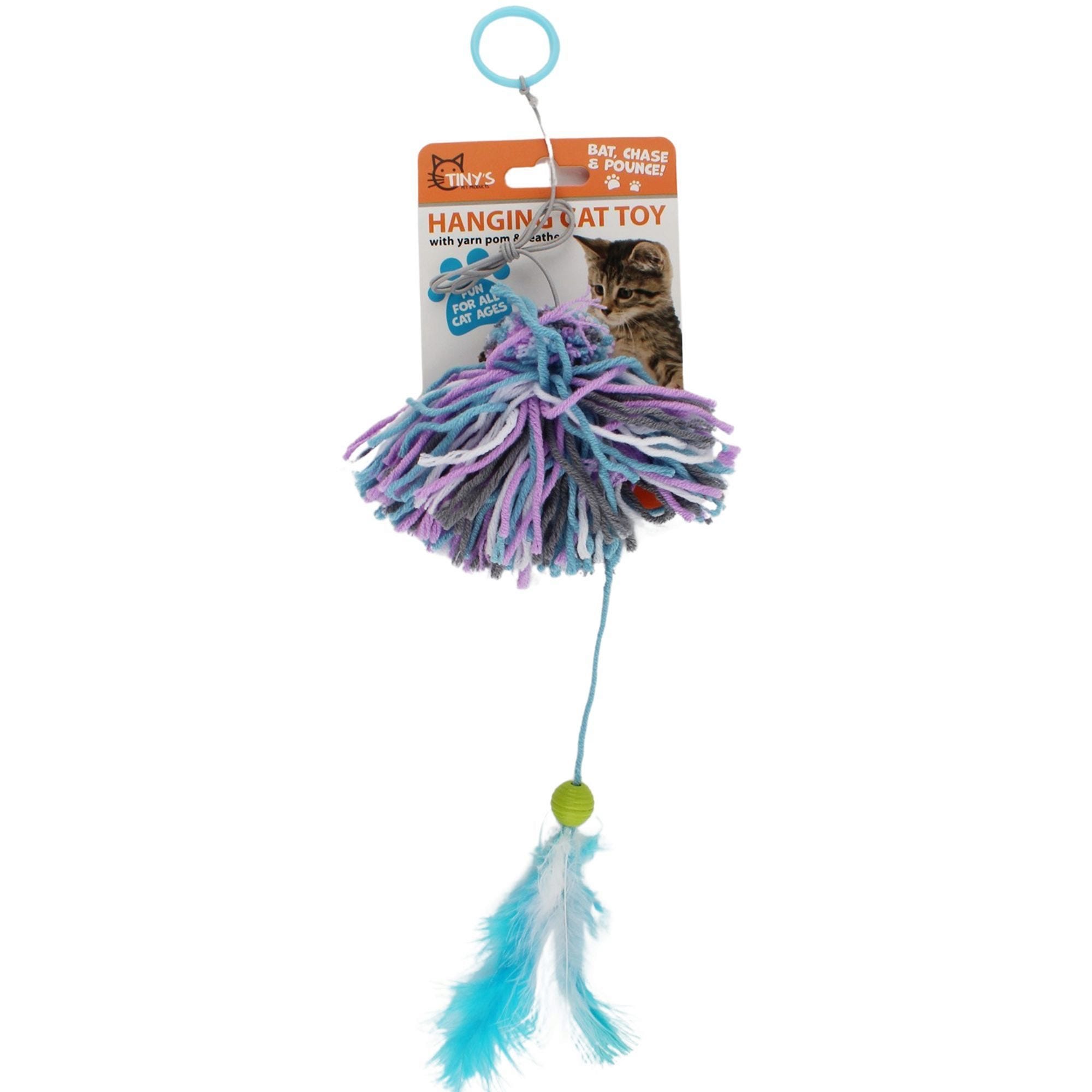 Bulk 24-Pack: Interactive Hanging Cat Teaser Toy with Yarn Pom and Feather