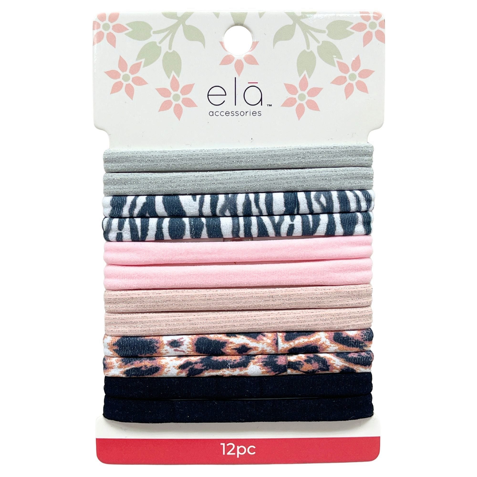 Bulk 36-Pack: Ela 12 Pack Seamless Elastics in Assorted Colors and Designs