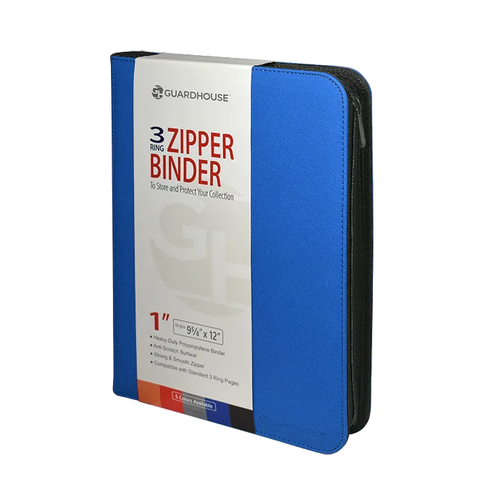Zipper Binder with 3 Ring Clip - Blue