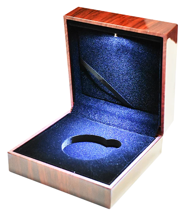 Lighted L Capsule Box with Faux Wood Grain Finish