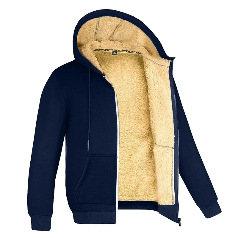Fleece-lined zip hoodie jacket with sherpa lining, M to 4XL — representative supplier photograph
