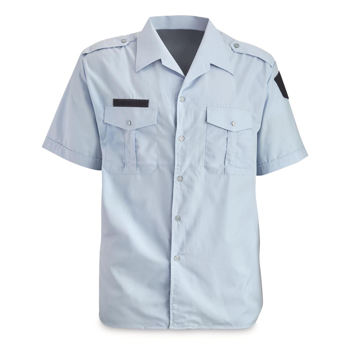 French Military Surplus Short Sleeve Service Shirts, 3 Pack, New — Blue / XL