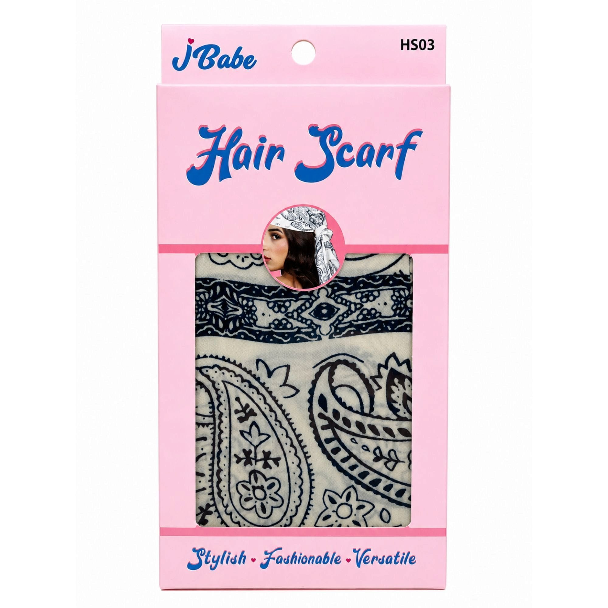 Bulk 144-Pack: J-Babe White Paisley Hair Scarf