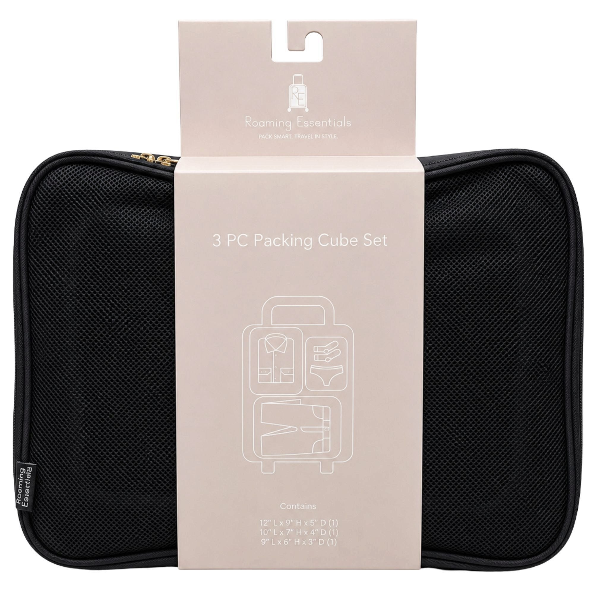 Roaming Essentials 3-Piece Packing Cube Set in Black (pack of 4)