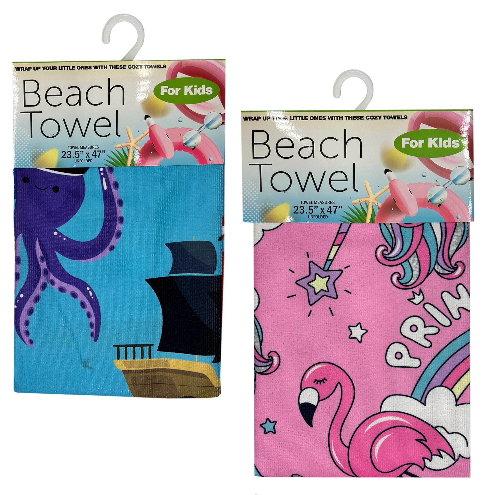23.5" x 47" Beach Towel Assorted Designs (pack of 8)