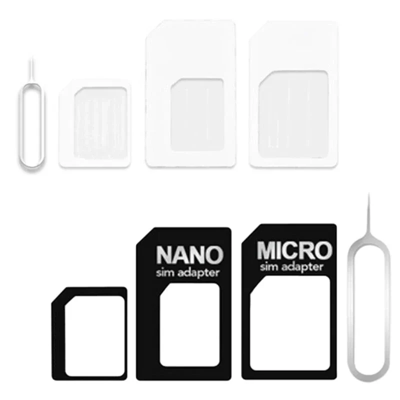 SIM card adapter set: nano to micro and standard, with eject pin