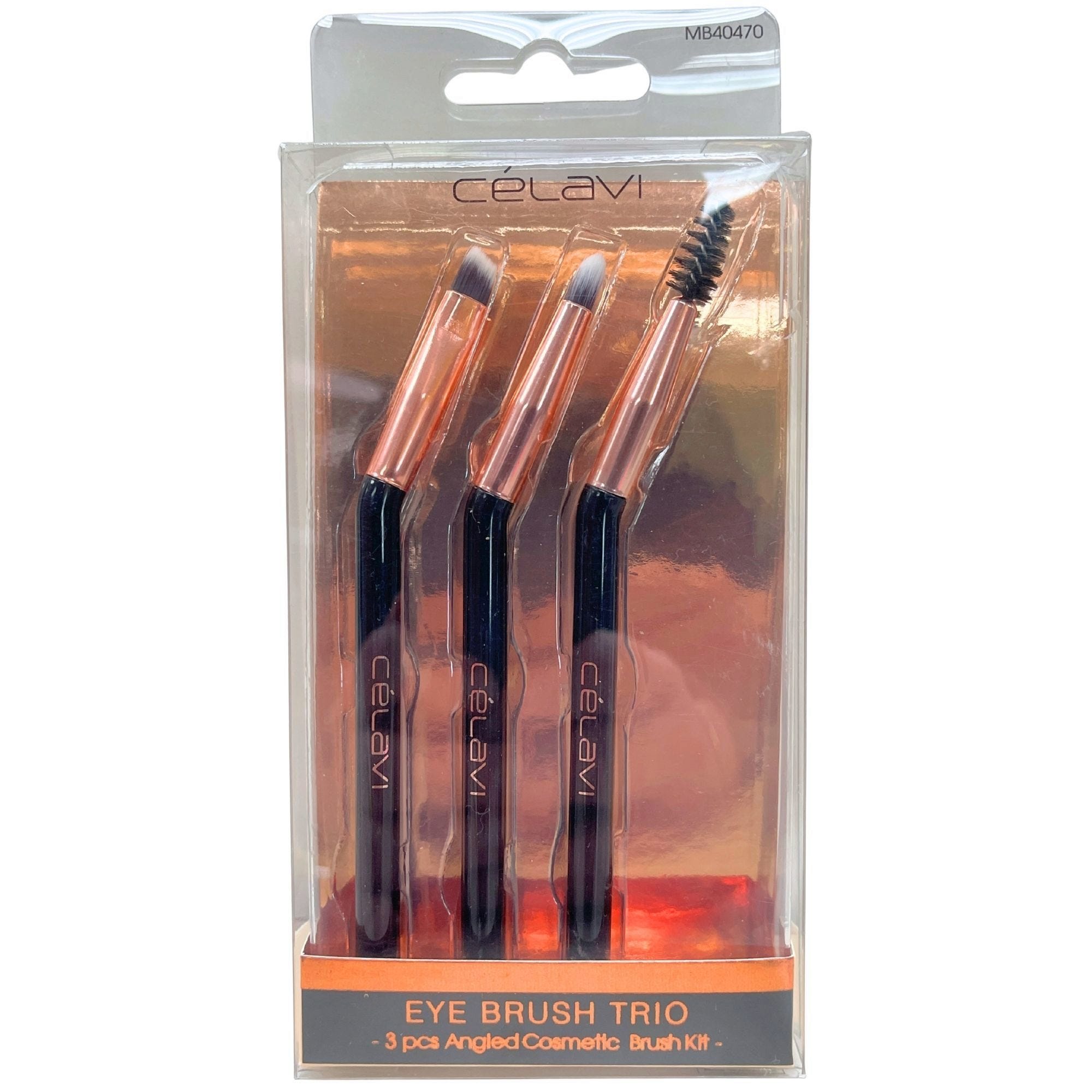 Bulk 24-Pack: Celavi 3 Piece Sngled Cosmetic Eye Brush Kit