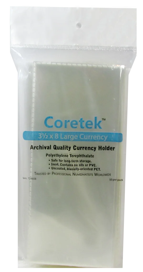 Coretek Large Currency Sleeve 8 x 3 1/2- 50 pack