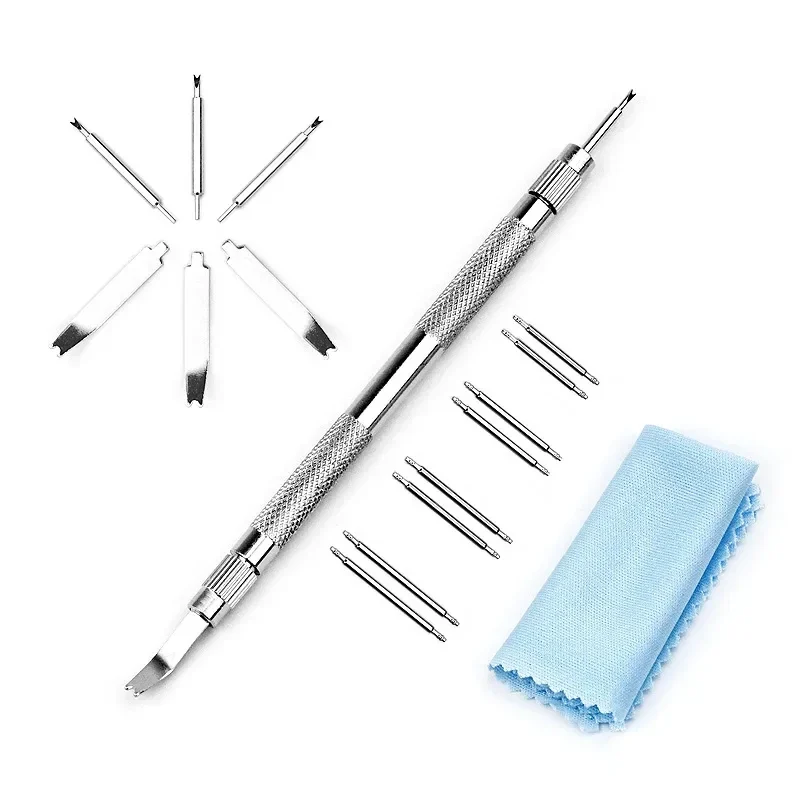 Watch strap spring bar tool kit with spare bars, 16 pieces — representative supplier photograph
