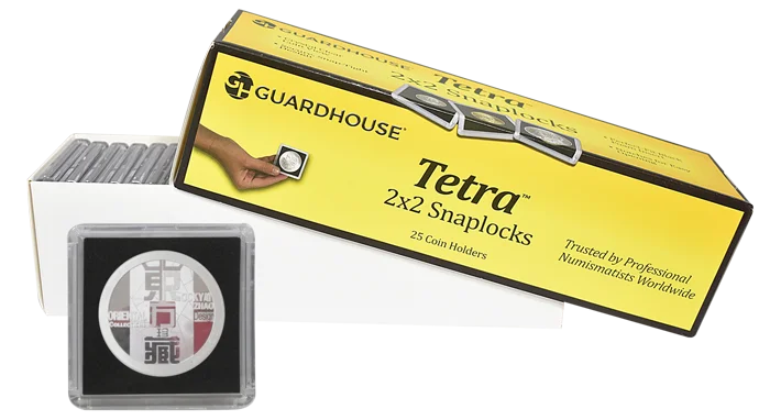 39mm Silver Round 2x2 Tetra Snaplock Coin Holder - 25 per pack