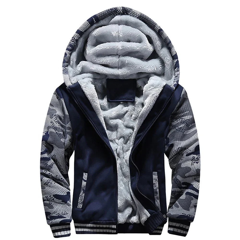 Men's fleece-lined zip hoodie jacket, thick winter weight, S to 4XL — representative supplier photograph