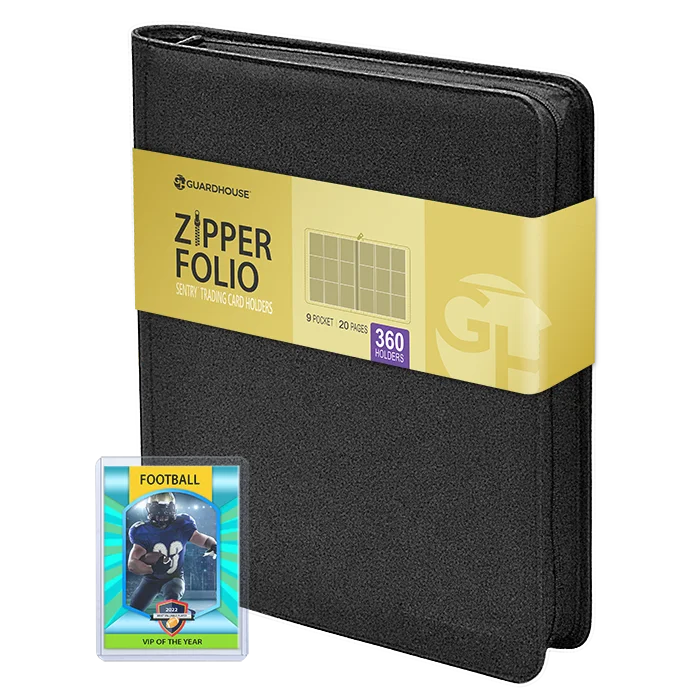 9 Pocket Zipper Folio for Sentry Card Holders - Charcoal