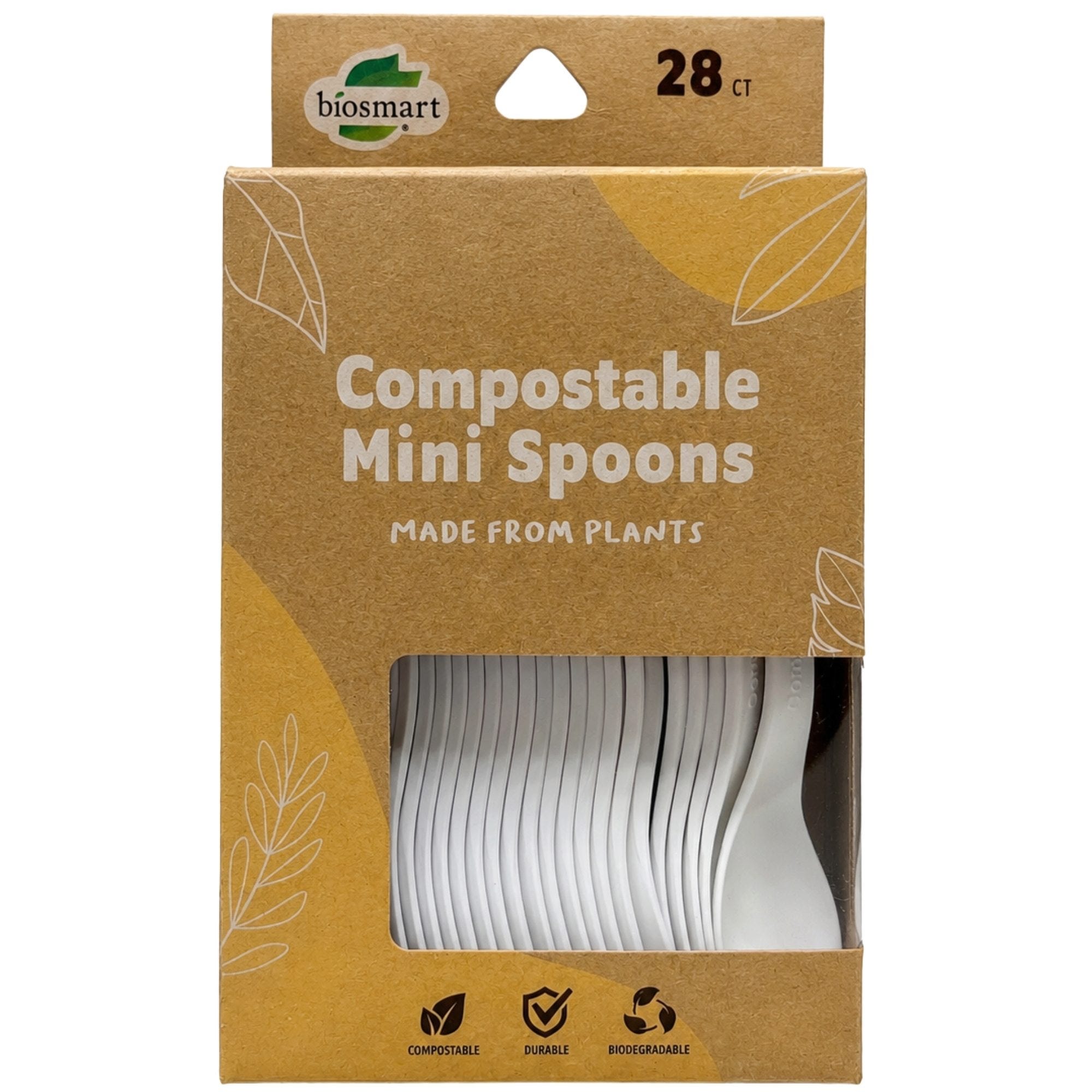 Bulk 32-Pack: BioSmart 28 Count Biodegradable Compostable Mini Spoons