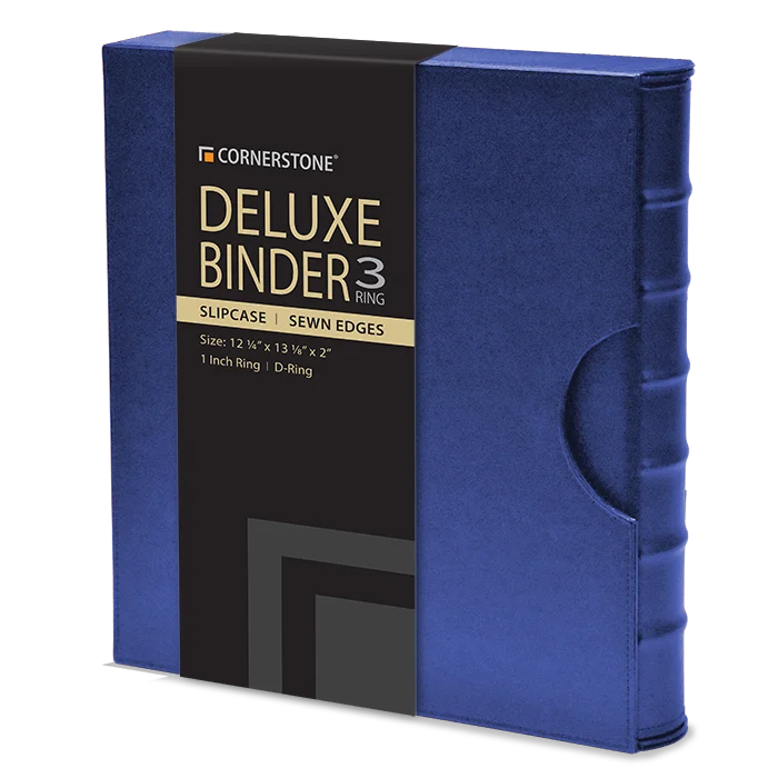 Cornerstone Regular Capacity 3 D-Ring Binder & Slip Case (Navy Blue)