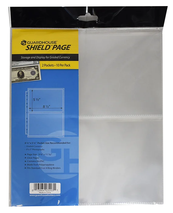 Guardhouse Shield 2 Pocket Archival (10 pack) Polypropylene Pages